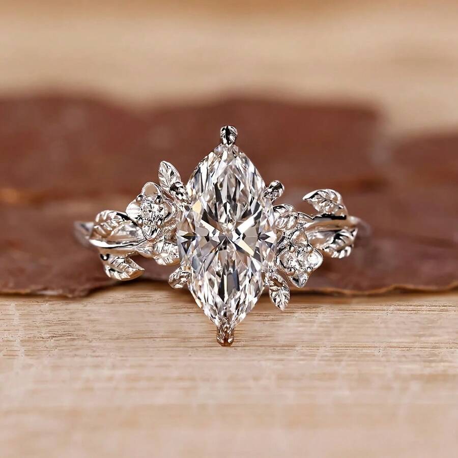 Fashionable Versatile Elegant Cubic Zirconia Inlaid Horse Eye Design Engagement Ring For Women - White Gold - View 1