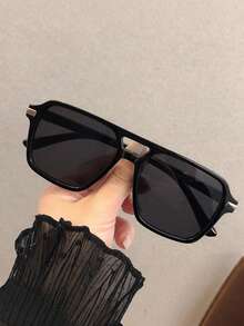 1 chiếc kính thời trang nữ dáng vuông màu đen phong cách retro, phù hợp để đeo hàng ngày và chụp ảnh đường phố. - Nhiều màu - Xem 7