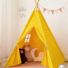 Large Yellow Teepee - 3 Sizes (135/160/180cm), Polyester, Foldable Play Tent, Suitable For Boys & Girls, Home Decor & Photography Props - A - View 6