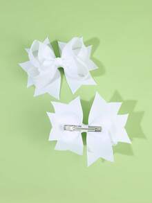 2 piezas/paquete Pinzas para el cabello con lazo de tela acanalada blanca sólida, accesorios para el cabello de niña de las flores, regalos para bodas y fiestas - Blanco - Ver 8