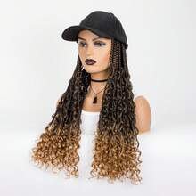 Braided Wig Hat With Ombre Blond Boho Box Braids Attached For Woman 20 Inch Long Synthetic Baseball Cap Wig - Blonde Ombre - View 3