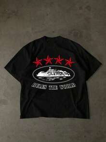 2026 New Men's Hip-Hop Style Letter Print T-Shirt Y2k - trắng - Xem 8