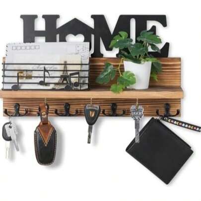 1 adet Villa Tarzı Ahşap Anahtarlık, 4 Metal Kancalı, Çok Fonksiyonlu Ev Anahtarlık, Duvar Dekoru, Veranda Dekoru, Oda Dekoru, Villa Dekoru, Her Mevsim İçin Uygun