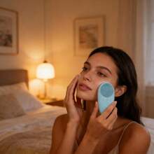 New Silicone Facial Cleansing Brush Electric Pore Cleaner Ultrasonic Face Massager For Deep Cleansing And Skin Rejuvenation With Soft Bristles And Waterproof Design Perfect For All Skin Types - Màu xanh lam - Xem 4