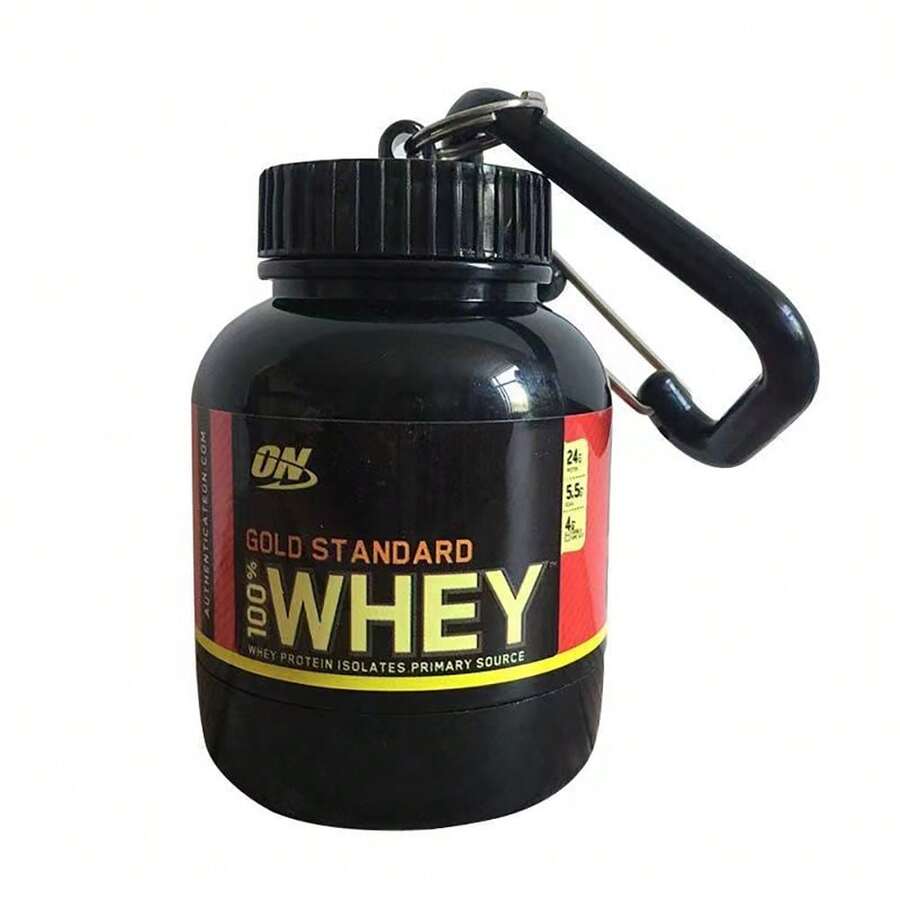 1pc/2pcs 100ml Leak-Proof Plastic Protein Powder Container With Carabiner (Included), Sporty Black Mini Round Canister With Carabiner Design For Protein Powder Storage, Suitable For Fitness, Outdoor Activities, Commuting - View 1