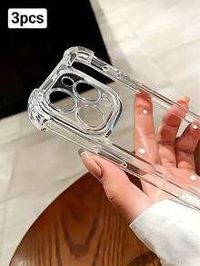 3件装TPU气囊防震2.8mm透明手机壳，兼容 17/17Pro/17ProMax/17Air/16/16Pro/16ProMax/16Plus/11/12/13/14 Pro Max/Xs/Xr/11 Pro/11 Pro Max/12 Pro/12 Pro Max/13 Pro/13 Pro Max/7 Plus/14 Pro/14 Pro Max/14 Plus/7 Plus/8 Plus/8/SE2，简约个性化手机保护套 - 無色 - 查看 5