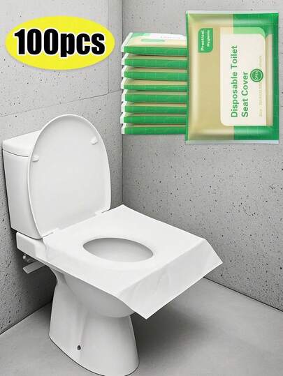 100 piezas Cubiertas desechables o lavables para asiento de inodoro portátil, adecuadas para adultos y niños, aplicables para avión, viaje por carretera, camping, hotel, se pueden colocar en bolsa de aseo, bolsa de cosméticos, bolsa de playa, bolsa de viaje, mochila, artículo de viaje esencial, suministros de verano, suministros escolares