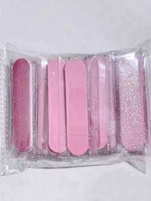 4pcs/Set Glitter Pink Dual-Sided Disposable Mini Nail Files, Suitable For Nail Buffing And Polishing, Professional Manicure Tools - Pink - View 3