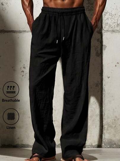 Pantalones rectos casuales, sueltos, transpirables y de secado rápido para hombres, para deportes al aire libre en verano