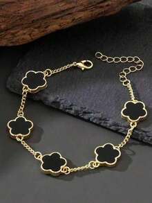 1件经典四叶草吊坠男士手链 - 幸運花 - 查看 1