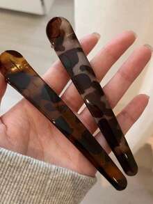 1pc Leopard Print Large Hair Clip, Bangs/Side Clip, Seamless Makeup Washing Face Clamp, Hair Accessory - Multicolor - View 4