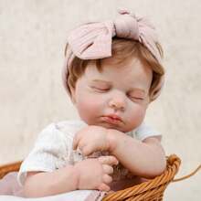 Cloveray Gentle And Tranquil Reborn Baby Doll, Realistic Rooted Hair Soft And Natural, High-Quality Painting Technique Reproduces Delicate Baby Skin Texture And Expression. Wearing A Big Bow Headband, Layered Pink Tulle Princess Dress With Lace Trim And Fresh Floral Patterns, Peaceful And Cute Sleeping Pose. Made Of Soft Vinyl Material With Warm And Realistic Touch, Serves As A Comforting Companion Doll For Children, Healing Home Decor, And Premium Collectible Item For Doll Enthusiasts. A Meaningful Gift For Kids Or Collectors. - Baby Pink - View 2