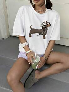 女款純色圓領短袖T卹,超寬鬆上衣,100%棉質上衣,柔軟舒適,日常休閒,街頭服飾,趣味豹紋頭巾墨鏡可愛狗狗圖案印花，top,verano,tops mujer,camisetas mujer,blusas de mujer,jersey,sudaderas de mujer, nujer,blusas de mujer,jersey,sudaderas de mujer,alaroa,br. mujer,deporte,tops verano,primavera mujer,camisetas de gym mujer,camisetas básicas,camisetas manga corta mujer,primavera verano,romwe,festival outfit mujer,Y2K,cationc,casva,vaaraano,romwe,festival outfit mujer,Y2K,cationc,casvava tops,復活節女裝,carnival,四季通用,辦公室/休息室/居家/戶外運動/簡約,westem women,outfits，白色上衣 - 白色 - 查看 7