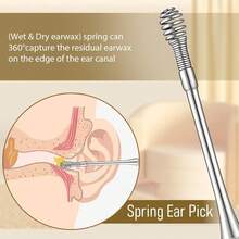 Ear Pick Earwax Removal Kit, 5 Pcs Stainless Metal Ear Cleaning Tool Set With Ears Spoon & Spiral Spring Ear-Curette Remover Tool For Adults Reusable Ears Cleaner Kit - 預設 - 查看 4