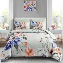 Floral Comforter Set King Size 7 Piece, Purple Flower Bed In A Bag, Elegant Floral Comforter With Sheet Set, Soft Microfiber Bedding Set For All Season (Purple, 104"X90") Home Decor Room Decor Bedroom Decor Bed Comforter Set Mothers Day Gift Wedding Decorations. - Purple2 - 查看 7