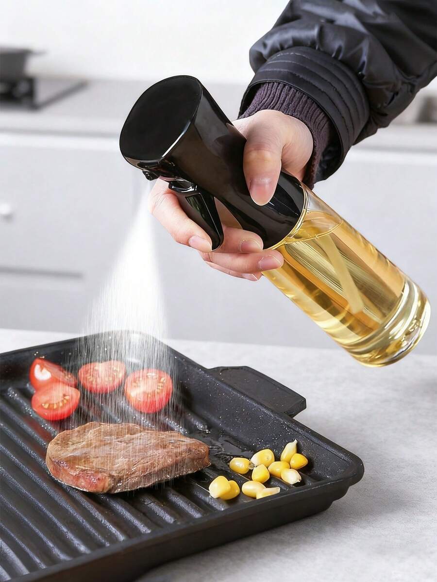 1个橄榄油喷雾瓶，PET材质，可重复灌装，液体分配器，轻便易携，喷雾式减脂油工具，适用于日常烹饪、沙拉和减肥餐、空气炸锅、户外烧烤和露营等场景/礼品/女士礼品/厨房/家居/收纳/厨房配件
