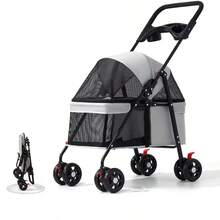 Pet Stroller - Lightweight, Foldable, and Detachable for Small to Medium Cats and Dogs,Compatible con cochecitos para perros y gatos: transportín y cochecito resistente para mascotas con interior espacioso, funda desmontable, asa plegable y movilidad de 4 ruedas. Estructura de acero inoxidable 304, duradero para visitas al veterinario, aviones y compras - Gris Claro - Ver 6