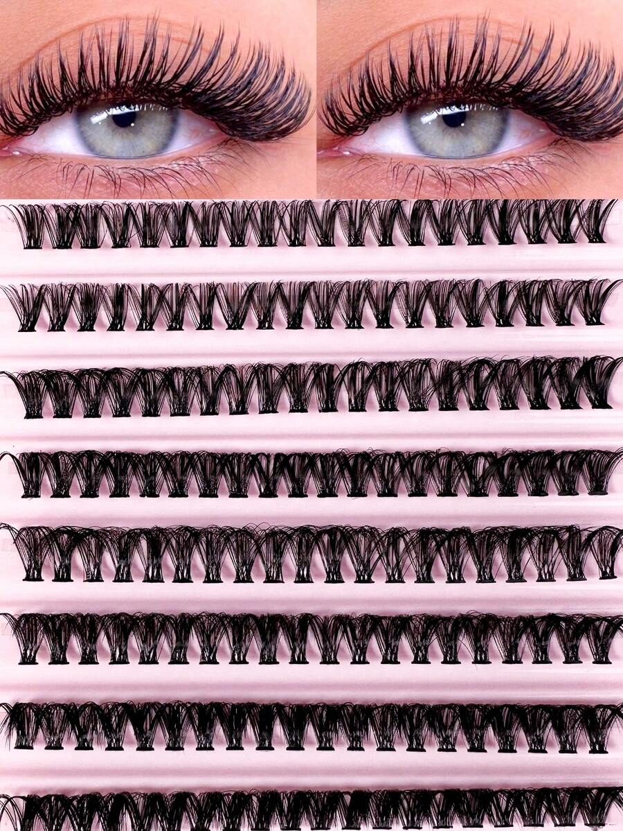 200簇D-DD卷度，高级睫毛嫁接套装 - 40D - 家用DIY，俄式卷度，簇状，蓬松，混合款式 - 10-16毫米 - 新手友好，可重复使用，日常佩戴，节日特效，假日礼物 - DD - 查看 1