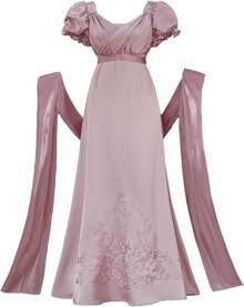 Lace Empire Waist Dress With Pearls For Women - 紫色 - 查看 8