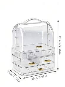 Large Capacity Multi-Drawer Transparent Makeup Organizer Box With Lid, Dust-Proof Storage For Lipstick, Makeup Brushes, Skincare, Jewelry, Foldable & Stackable, Suitable For Vanity, Bathroom, Closet, Bedroom, Dorm, Gift For Women, Girls, Valentine's Day, Easter - Multicolor - View 10