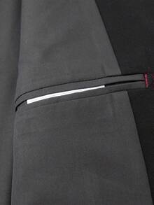 Tucano Men's Herringbone Single-Breasted Suit Jacket, With Inverted Collar, Double-Button Design, Decorated With Exquisite Lapel Pin, Slim Fit, Suitable For Office, Business Meetings, Casual Business Occasions And Daily Commuting. - Black - View 6