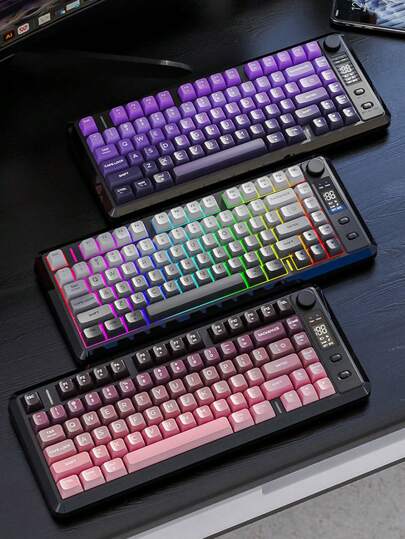 M75 Wireless Bluetooth Dual-Mode Mechanical Keyboard With PBT Gradient Keycaps, Display Screen, Gaming Keyboard