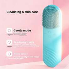 USB Rechargeable Electric Silicone Facial Cleansing Brush Product Description - Green - View 2
