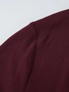 Vestido mujer invierno 2026, elegante, manga larga, corte ajustado, detalles calados, estilo sencillo - Burdeos - Ver 6