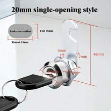 1pc Cylinder Cam Lock With Key, 16-20mm Universal Tongue Lock, Suitable For Metal Cabinets, Employee Lockers, Tool Boxes, File Cabinets, Office Desk Drawers, With Key - Cabinet Lock - View 8