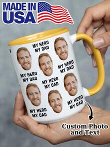 1pc 11oz Customized Mug For Dad With Photos Of Babies And Children. You Can Customize Both Photos And Texts. It's A Personalized Water Cup With Children's Photos. It's A Father's Day Gift From The Wife To The Husband. And It Can Also Serve As A Gift For Grandpa With Funny Face Photos Printed On It. - Style 3 - View 2