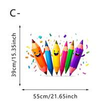 1/3pcs Creative Colored Pencil Pattern Self-Adhesive Wall Sticker, Suitable For Bedroom And Living Room Decor, Refreshing Home Decoration For Spring, Making Your Home And Fashionable - Cartoon - View 14