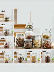 5pcs 300ml Glass Mason Jars With Airtight Lids, Reusable Transparent Glass Containers, Heat-Resistant Pudding Bottles - Multicolor - View 6
