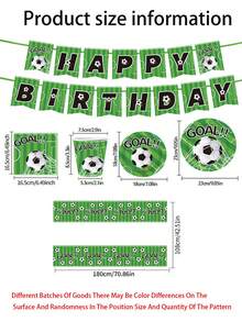 Green Star Soccer Themed Party Tableware Set, Including Paper Plates, Paper Cups And Napkins, Suitable For Birthday Celebrations, Festivals, Parties And Decorative Dining - Multicolor - View 4