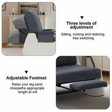 Silla reclinable mecedora para adultos, moderna silla reclinable tapizada de felpa con bolsillo lateral - Gris Oscuro - Ver 4