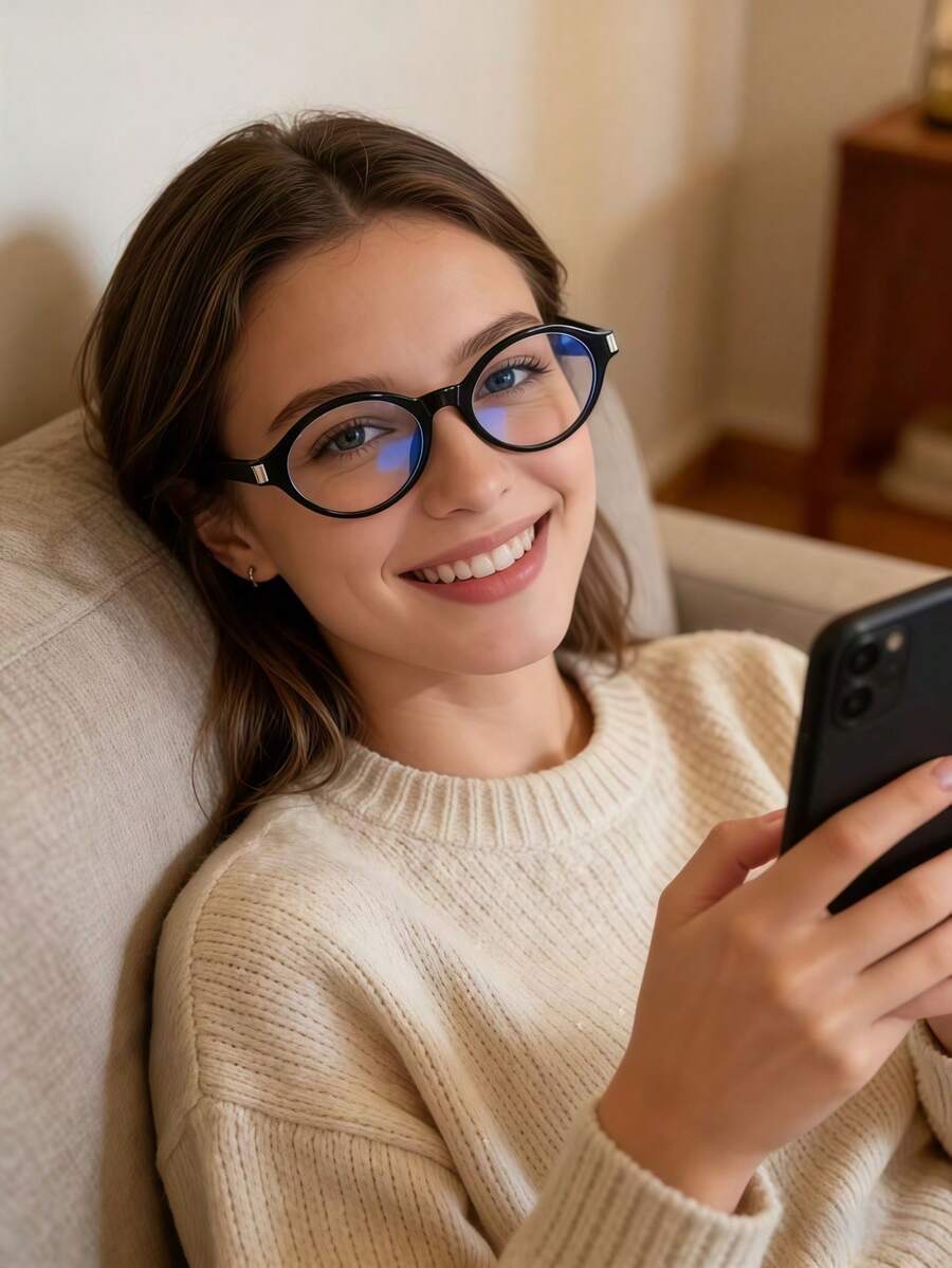 一副复古椭圆形镜框透明镜片眼镜，时尚百搭，适合日常通勤、办公及休闲场合，聚碳酸酯（PC）材质，无度数，四季皆宜 - 平光 - 查看 1