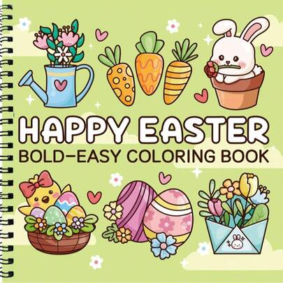 1 Pc Happy Easter Cocoa Coloring Book Suitable For Adults And Children, Bold And Simple Designs For Cosmetics, Skincare, Beauty Products, Jewelry, Cosmetic Bags, Relaxing Coloring Book, Christmas, Halloween, Birthday, Children's Day, School Supplies