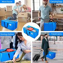 AlexHome Moving Bags Heavy DutyExtra Large Packing Bags for Moving Reusable Plastic Moving Totes Clothes Storage Containers Moving Supplies Bins Compatible with  Frakta Cart Blue Set of 3 - Azul - Ver 6