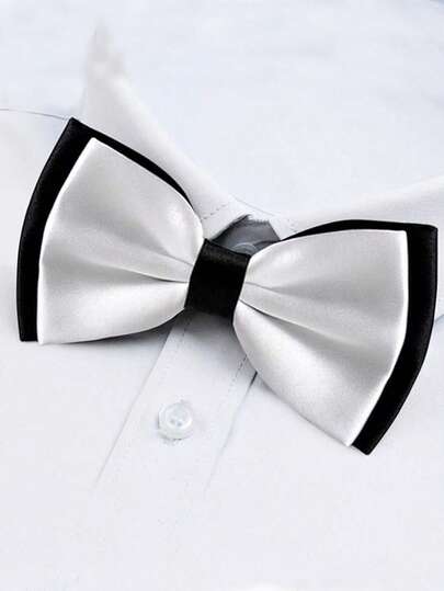 1 chiếc nơ đeo cổ hai lớp hai mặt dành cho nam, có thể điều chỉnh.