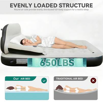 Colchón inflable extra grande con acolchado de tela gruesa y resistente - Un colchón y sofá inflable en uno, adecuado para invitados familiares, camping, uso interior y exterior - Cama inflable portátil, con soporte de Body completo, instalación rápida y capacidad de carga