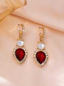 1对心形休闲百搭耳环（女士款） - 彩色 - 查看 4