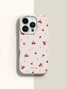 1个极简全屏樱桃红波点字母图案手机壳，液态硅胶软壳防摔保护套，兼容苹果11/12/13/14/14Plus/15/15Plus/16/16Plus/17/17Pro - 彩色 - 查看 3