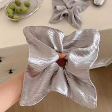 1pc Shiny Silver Square Scarf, Large Size Women Hair Scrunchie, Women Low Ponytail Hair Tie, Extra Large Retro Square Hair Scrunchie, Fashion Hair Accessory, Retro Style, Soft Smooth Fabric, Stylish Hair Scrunchie Hair Accessory Hair Elastics Hair Rubber Bands Hair Rope - Multicolor - View 10