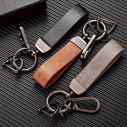 PU Leather Creative Minimalist Keychain Pendant, Personalized Key Chain Ring Wrist Strap Bag Charm, Vintage High-End Fashion Leather Key Holder