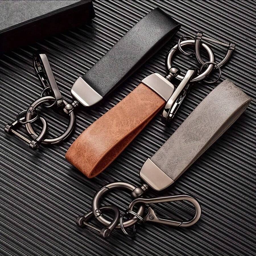 PU Leather Creative Minimalist Keychain Pendant, Personalized Key Chain Ring Wrist Strap Bag Charm, Vintage High-End Fashion Leather Key Holder Gifts For Mother, Father, Graduation, And Teacher