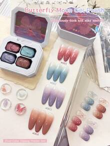 4-Colors Patting Glue Smudges Canned High Saturation Popular Semi-Solid Nail Polish Glue Nail Salon DIY For Summer - Multicolor - View 5