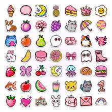 50pcs Pixel Style Cute Fruit & Animal Mixed Daily Series Stickers, Suitable For Scrapbooking, Diary, Laptop, Water Bottle, Car Etc. Faith-Based Design With Positive Messages, Great Gift - 50pcs/pack - View 6