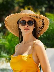 Women Solid Boho Straw Hat For Vacation Fashionable Women's Spring/Summer Beach Hat With Wide Brim, Sun Protection, And Personalized Woven Straw Hat For Travel And Vacation Bow - Wide-brim Straw Hat - View 6