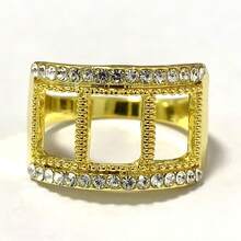 1 chiếc nhẫn mạ vàng 14K sang trọng, đính đá Cubic Zirconia tổng hợp, thích hợp cho đám cưới, kỷ niệm, lễ đính hôn, làm quà tặng, mọi mùa - Kích cỡ 5-13 - Vàng - Xem 10