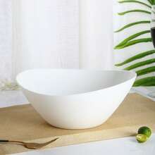 两件套66盎司大容量白色椭圆形沙拉碗，玻璃材质。多功能餐具套装，包含沙拉碗、汤碗、面条搅拌碗、蔬菜搅拌碗、燕麦粥碗和谷物碗。完美的圣诞礼物。 - 白色 - 查看 6