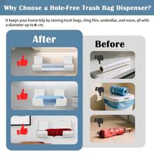 1/2/3 Peças Dispensador de Sacolas Plásticas, Suporte de Parede para Sacos de Lixo, Sem Necessidade de Perfuração. Prateleira de Armazenamento Multifuncional para Cozinha, Pode Segurar Papel de Cozinha, Filme Plástico, Rolos de Papel Alumínio. Armazenamento na Porta do Armário, Organização de Cozinha - Visão 5